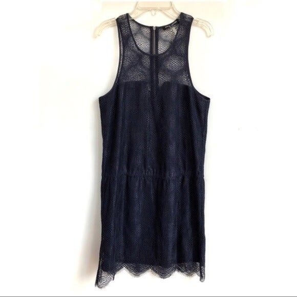 DAVID LERNER new Scalloped Lace Mini Dress DARK NAVY NWT Women's S - Picture 6 of 16